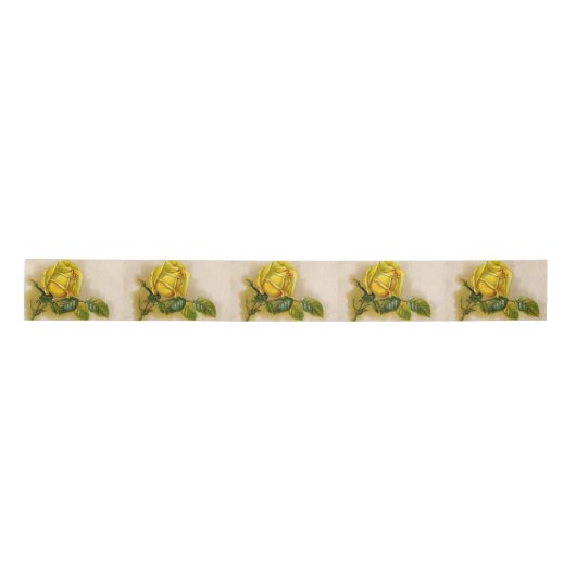 Yellow Rose Antiek  Print Fine Art Satijnen Lint (Voorkant)