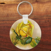 Yellow Rose Antiek  Print Fine Art Sleutelhanger (Voorkant)