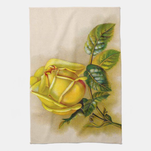 Yellow Rose Antiek  Print Fine Art Theedoek (Verticaal)