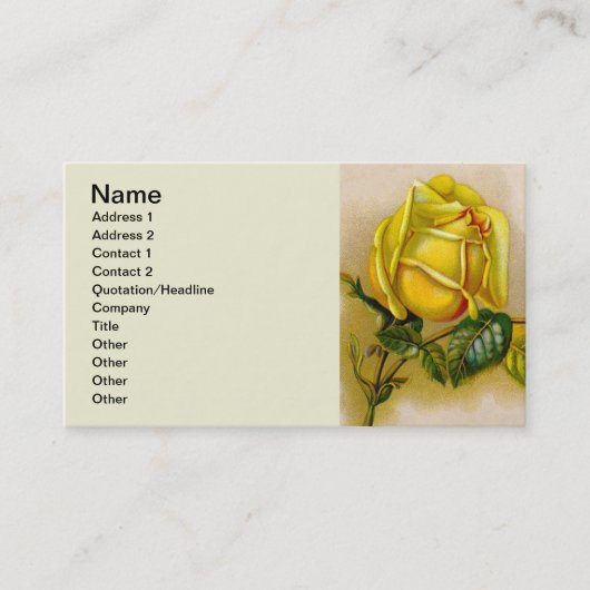 Yellow Rose Antiek Print Fine Art Visitekaartje (Voorkant)