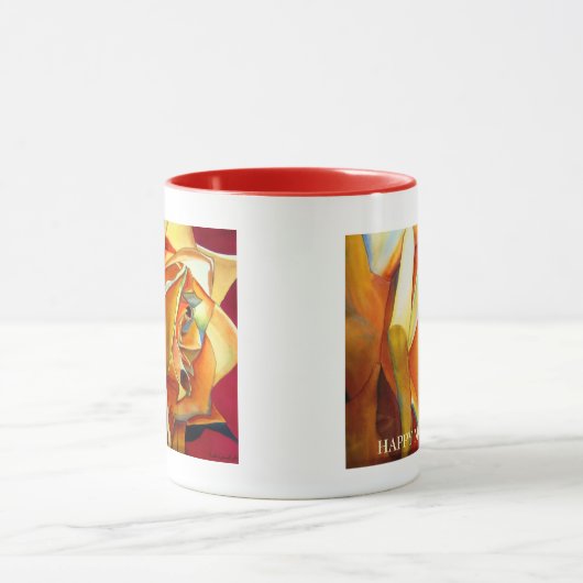 Yellow Rose Art Happy Moederdag mok (Midden)