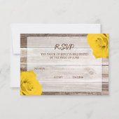Yellow Rose Barn Wood Weddenschap RSVP-reactiekaar RSVP Kaartje (Voorkant)