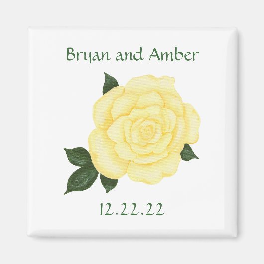 Yellow Rose Bewaar de datum Trouwmagneten Magneet (Voorkant)
