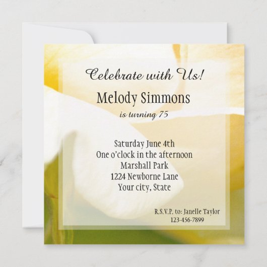 Yellow Rose Birthday Kaart (Achterkant)