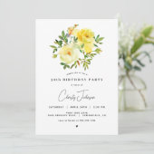 Yellow Rose Birthday Party Invitation Kaart (Staand voorkant)