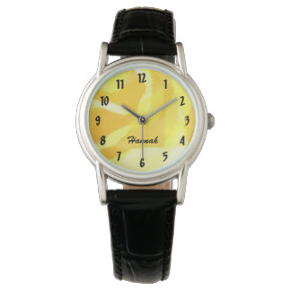Yellow Rose Bloemenhorloge met gepersonaliseerde n Horloge