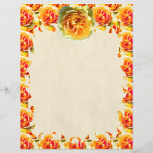 Yellow Rose Bloom Flame Letterhead