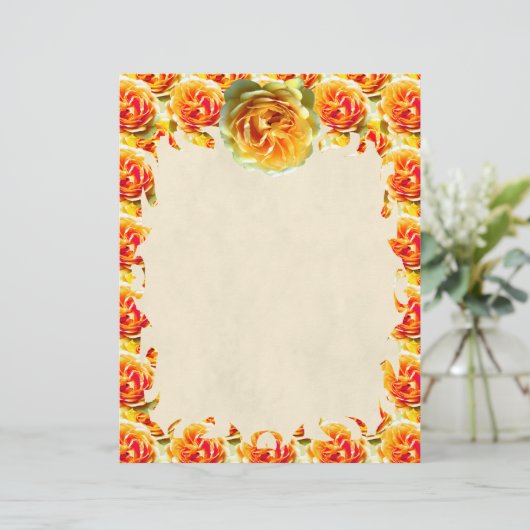 Yellow Rose Bloom Flame Letterhead (Staand voorkant)