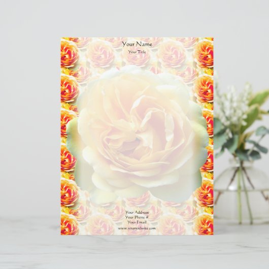 Yellow Rose Bloom Letterhead Briefhoofd (Staand voorkant)