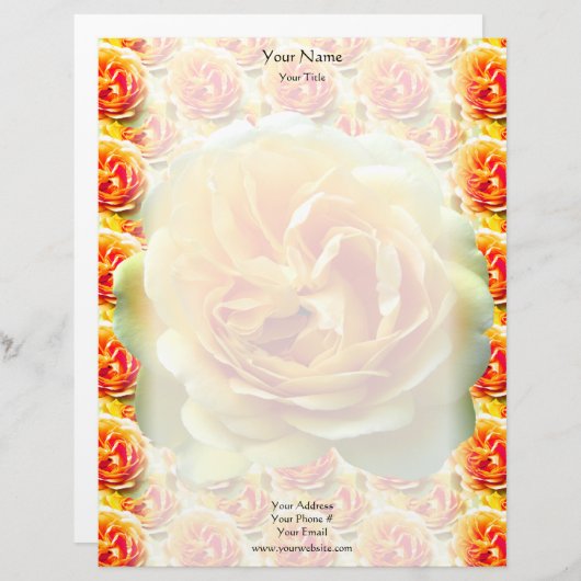 Yellow Rose Bloom Letterhead Briefhoofd (Voorkant / Achterkant)