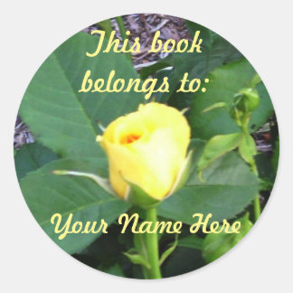 Yellow Rose Book Name Bord Sticker