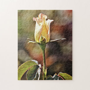 Yellow Rose Bud Flower Art Puzzle Legpuzzel