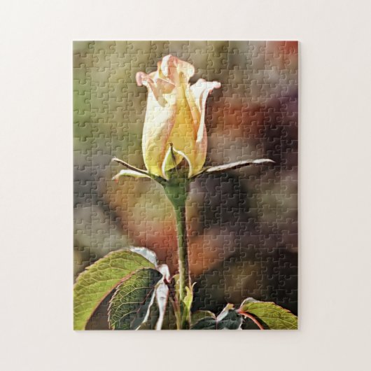 Yellow Rose Bud Flower Art Puzzle Legpuzzel (Verticaal)