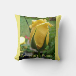 Yellow Rose Bud Peace Inspiration Quote Cushion Kussen