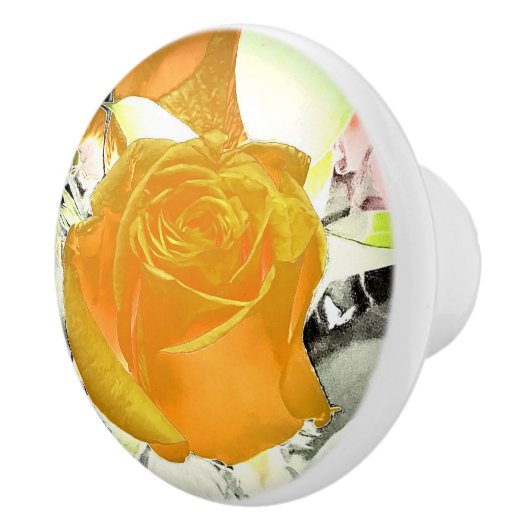 Yellow Rose Burst Keramische Knop (Rechts)