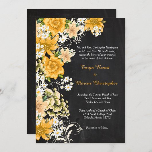 Yellow Rose Chalkboard 5x7 Weddenschap Kaart (Voorkant / Achterkant)