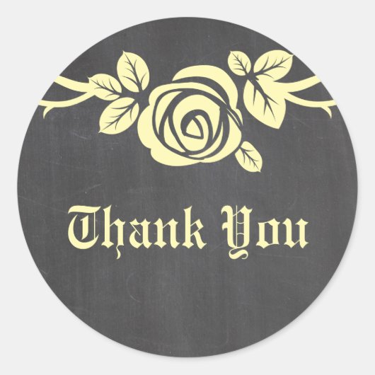 Yellow Rose Chalkboard Dank u Stickers (Voorkant)