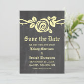 Yellow Rose Chalkboard Save the Date Invite (Staand voorkant)