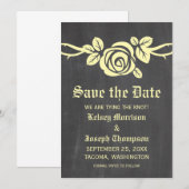 Yellow Rose Chalkboard Save the Date Invite (Voorkant / Achterkant)