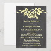Yellow Rose Chalkboard Wedding Invite Kaart (Voorkant / Achterkant)