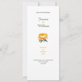 Yellow rose classy elegant wedding invitation kaart