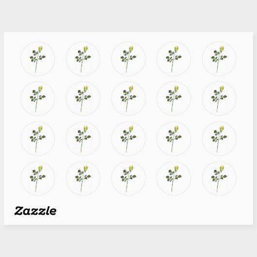 Yellow Rose Clipart Ronde Sticker (Vel)