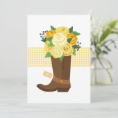 Yellow Rose Cowboy Boot Feestdagenkaart (Staand voorkant)