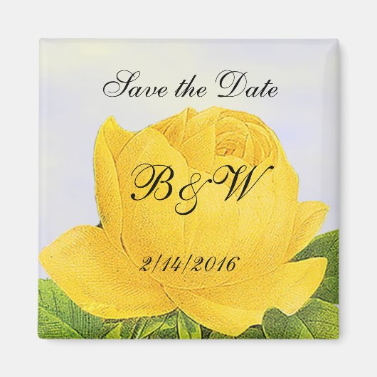 Yellow Rose Custom Save the Date Magnet (Voorkant)