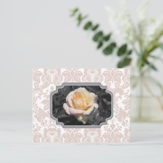 Yellow Rose Damask Notecard Briefkaart (Staand voorkant)