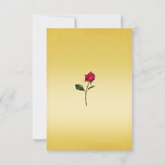 Yellow Rose & Elegant Gold Party Event RSVP Beantw (Achterkant)