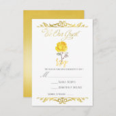 Yellow Rose & Elegant Gold Party Event RSVP Beantw (Voorkant / Achterkant)