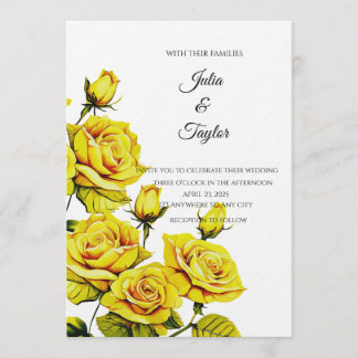 Yellow Rose Elegant Invitation Kaart
