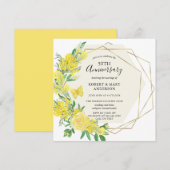 Yellow Rose Floral 50th Jubileum Party Kaart (Voorkant / Achterkant)