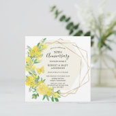 Yellow Rose Floral 50th Jubileum Party Kaart (Staand voorkant)