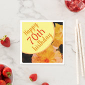 Yellow Rose Floral 70e verjaardag Party Servet (Insitu)