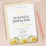 Yellow Rose Floral 70th Surprise Birthday Party Folie Uitnodiging<br><div class="desc">Gele Rose Gold Foil Floral 70th Surprise Birthday Party Invitation for her. Verjaardaguitnodiging met prachtige gele rozen en tropische bladeren. De leeftijd en de naam zijn gouden folie - je kunt het veranderen in zilveren folie en roos gouden folie. Ideaal voor een vrouw die haar zeventigste verjaardag viert. Nodig voor...</div>