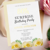 Yellow Rose Floral 80th Surprise Birthday Party Folie Uitnodiging