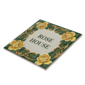 Yellow Rose Floral Custom House Name Sign Plaque Tegeltje (Zijkant)