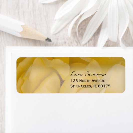 Yellow Rose Floral Return Address Etiket (Insitu)