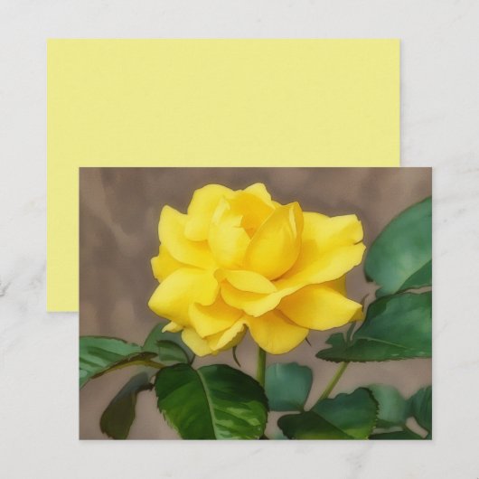 Yellow Rose Flower Art Note Card Set Notitiekaartje (Voorkant / Achterkant)