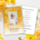 Yellow Rose Flower begrafenisdienst Programmakaart