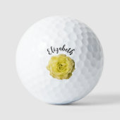  Yellow Rose Flower Custom Name Dames Golfballen (Voorkant)
