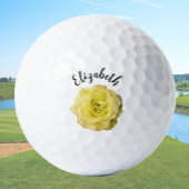 Yellow Rose Flower Custom Name Dames Golfballen