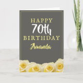 Yellow Rose Flower Floral 70th Birthday Card Kaart (Voorkant)