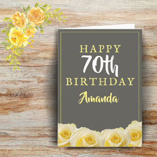 Yellow Rose Flower Floral 70th Birthday Card Kaart