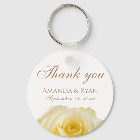 Yellow Rose Flower Floral Wedding Dank je Keycha Sleutelhanger (Voorkant)