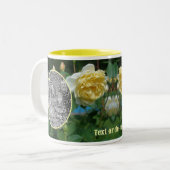 Yellow Rose Flower Lijst Creëer Uw eigen foto Tweekleurige Koffiemok (Voorkant links)