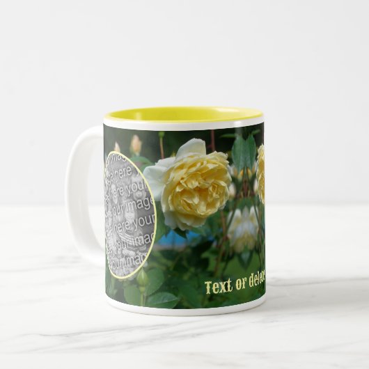 Yellow Rose Flower Lijst Creëer Uw eigen foto Tweekleurige Koffiemok (Voorkant links)
