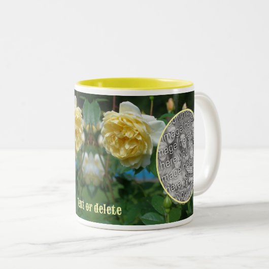 Yellow Rose Flower Lijst Creëer Uw eigen foto Tweekleurige Koffiemok (Voorkant rechts)