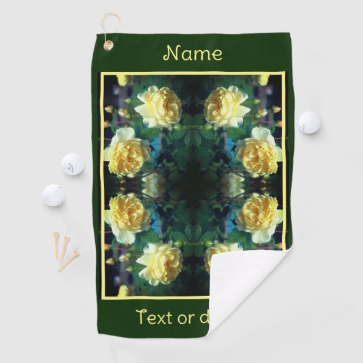 Yellow Rose Flower Pair Abstract gepersonaliseerd Golfhanddoek (Insitu)